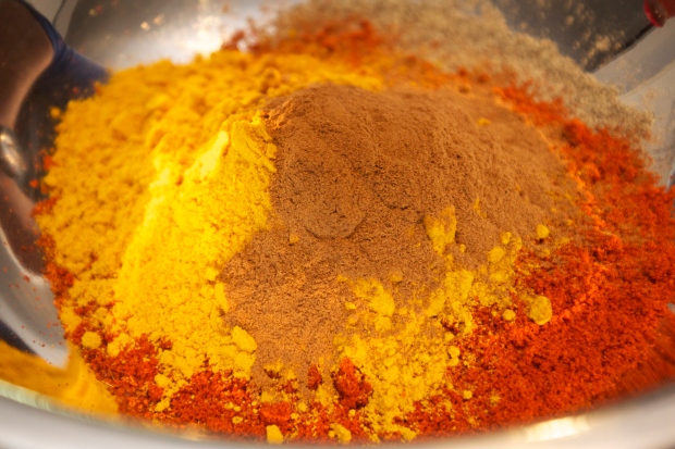 Place all your marinating spices in one bowl